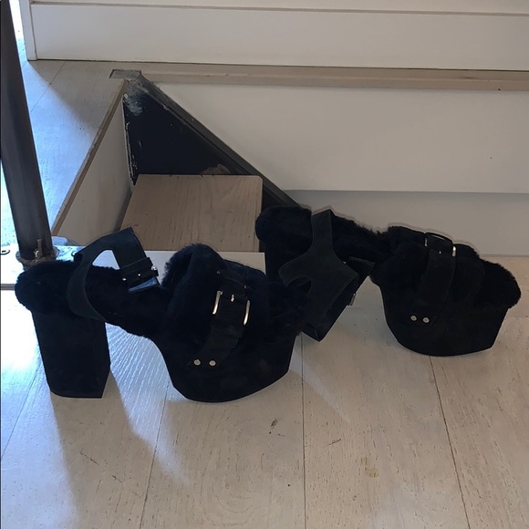 Platform shearling sandals - Picture 4 of 5